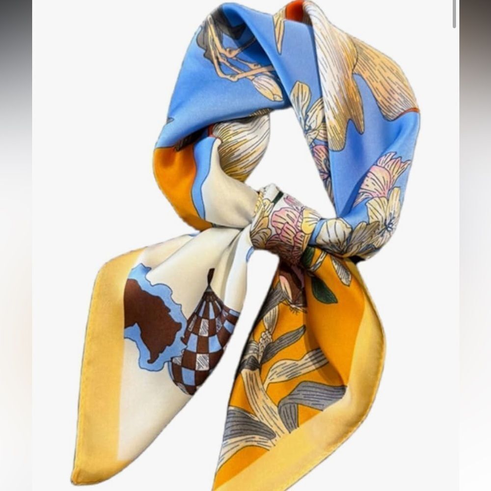 Floral and Geometric Silky polyester Scarf